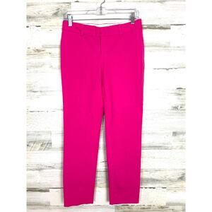Crown & Ivy Womens 2 Pink Cotton Straight Leg Flat Front Casual Pants NEW